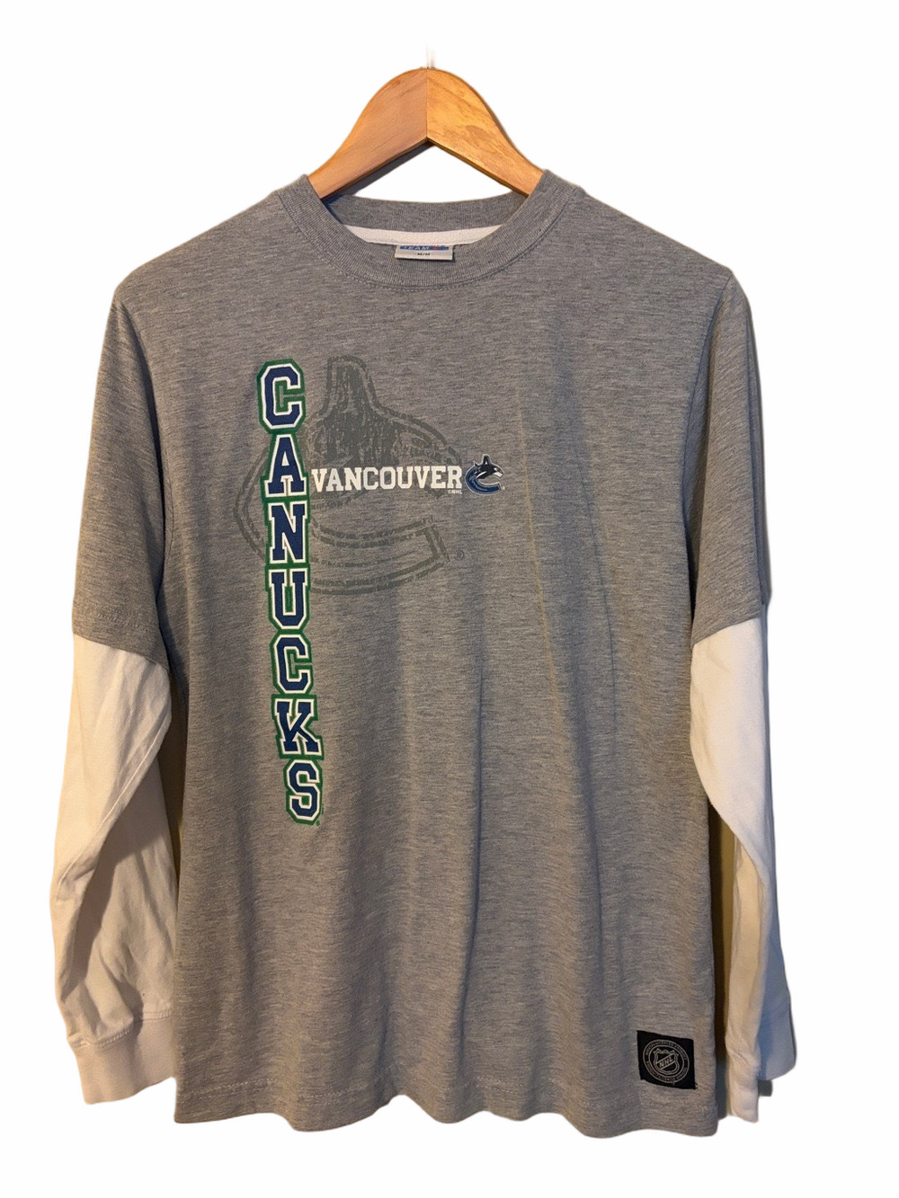 Vancouver Canucks Layered Look Long-Sleeve Tee - Gray/White